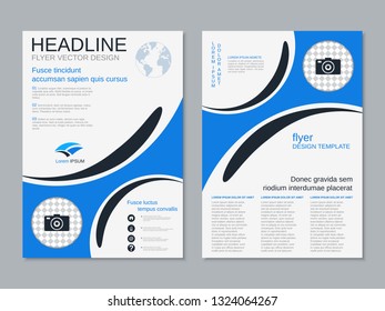 Modern business two-sided flyer, booklet, brochure cover vector design template. A4 format
