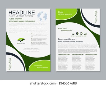 Modern business two-sided flyer, booklet, brochure cover vector design template. A4 format