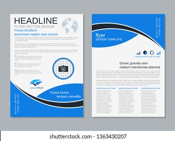 Modern business two-sided flyer, booklet, brochure cover vector design template. A4 format