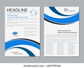 Modern business two-sided flyer, booklet, brochure cover vector design template. A4 format