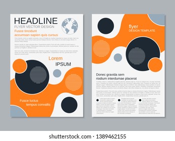 Modern business two-sided flyer, booklet, brochure cover vector design template. A4 format
