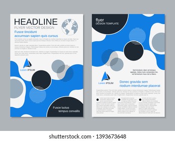 Modern business two-sided flyer, booklet, brochure cover vector design template. A4 format