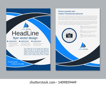 Modern business two-sided flyer, booklet, brochure cover vector design template. A4 format