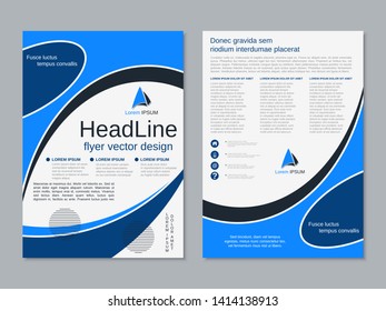 Modern business two-sided flyer, booklet, brochure cover vector design template. A4 format