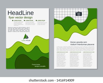 Modern business two-sided flyer, booklet, brochure cover vector design template. A4 format