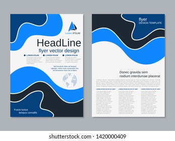 Modern business two-sided flyer, booklet, brochure cover vector design template. A4 format