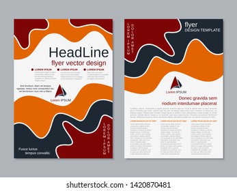 Modern business two-sided flyer, booklet, brochure cover vector design template. A4 format