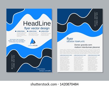 Modern business two-sided flyer, booklet, brochure cover vector design template. A4 format