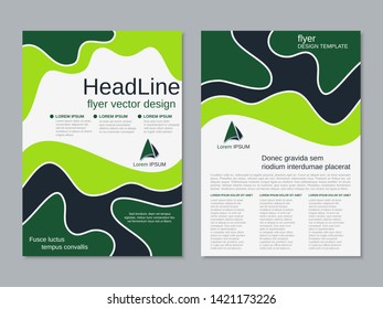 Modern business two-sided flyer, booklet, brochure cover vector design template. A4 format