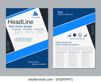 Modern business two-sided flyer, booklet, brochure cover vector design template. A4 format