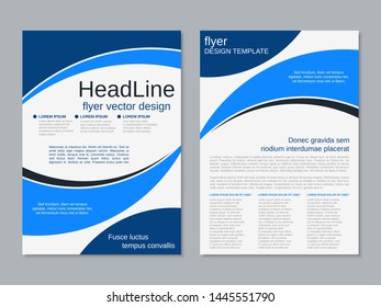 Modern business two-sided flyer, booklet, brochure cover vector design template. A4 format