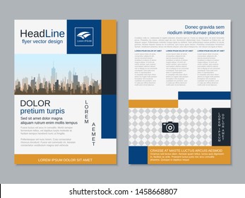 Modern business two-sided flyer, booklet, brochure cover vector design template. A4 format