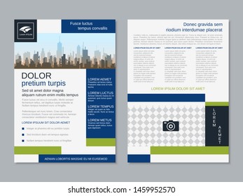Modern business two-sided flyer, booklet, brochure cover vector design template. A4 format