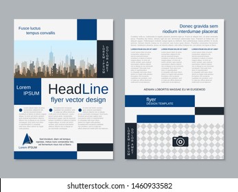 Modern business two-sided flyer, booklet, brochure cover vector design template. A4 format