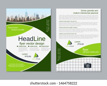 Modern business two-sided flyer, booklet, brochure cover vector design template. A4 format