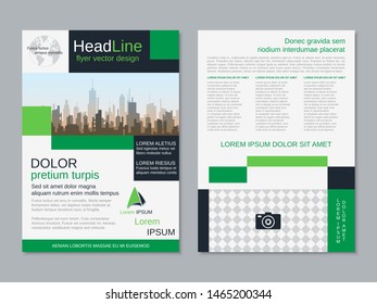 Modern business two-sided flyer, booklet, brochure cover vector design template. A4 format