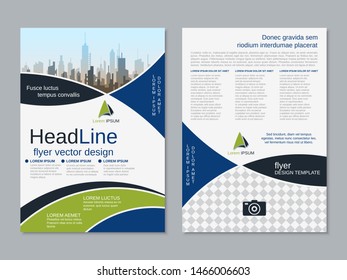 Modern business two-sided flyer, booklet, brochure cover vector design template. A4 format