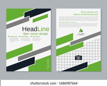 Modern business two-sided flyer, booklet, brochure cover vector design template