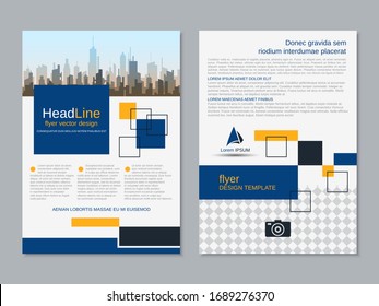 Modern business two-sided flyer, booklet, brochure cover vector design template