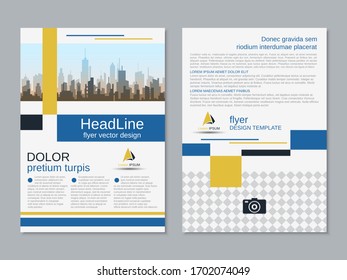 Modern business two-sided flyer, booklet, brochure cover vector design template