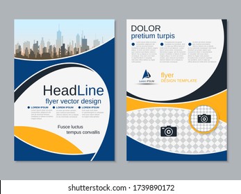 Modern business two-sided flyer, booklet, brochure cover vector design template. A4 format