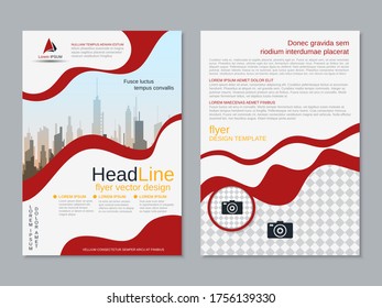 Modern business two-sided flyer, booklet, brochure cover vector design template. A4 format