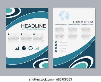 Modern business two-sided flyer, booklet, brochure cover vector design template. A4 format