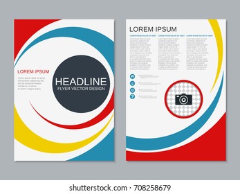 Modern business two-sided flyer, booklet, brochure cover vector design template. A4 format