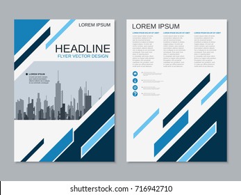 Modern business two-sided flyer, booklet, brochure cover vector design template. A4 format