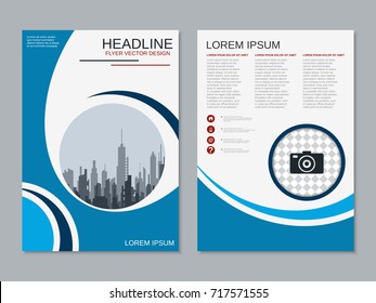 Modern business two-sided flyer, booklet, brochure cover vector design template. A4 format