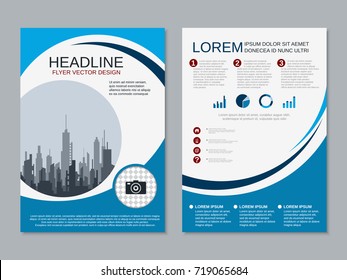 Modern Business Two-sided Flyer, Booklet, Brochure Cover Vector Design Template. A4 Format