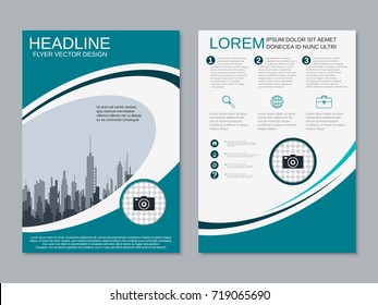 Modern business two-sided flyer, booklet, brochure cover vector design template. A4 format