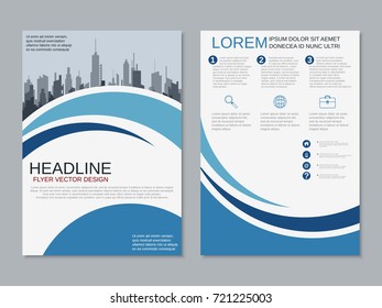 Modern business two-sided flyer, booklet, brochure cover vector design template. A4 format