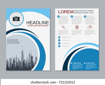 Modern business two-sided flyer, booklet, brochure cover vector design template. A4 format