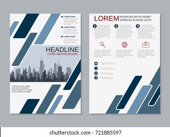 Modern business two-sided flyer, booklet, brochure cover vector design template. A4 format
