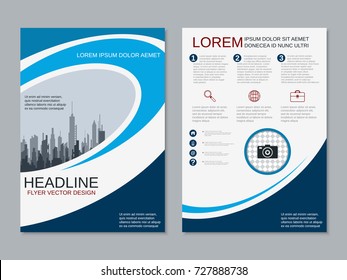 Modern business two-sided flyer, booklet, brochure cover, annual report vector design template. A4 format