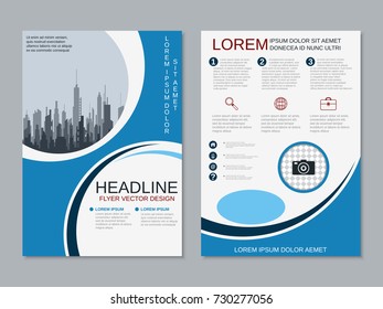 Modern business two-sided flyer, booklet, brochure cover, annual report vector design template. A4 format