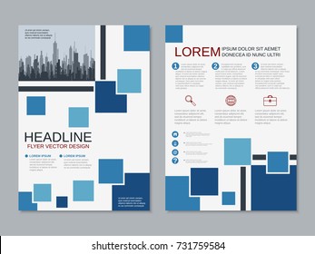 Modern business two-sided flyer, booklet, brochure cover, annual report vector design template. A4 format