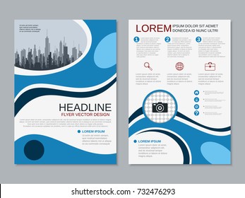 Modern business two-sided flyer, booklet, brochure cover, annual report vector design template. A4 format