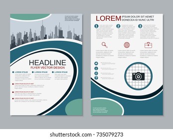 Modern business two-sided flyer, booklet, brochure cover, annual report vector design template. A4 format
