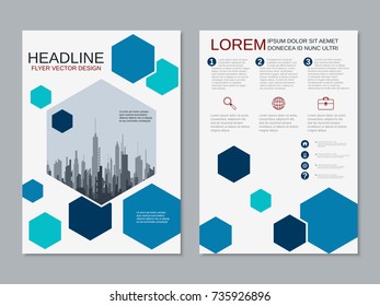 Modern business two-sided flyer, booklet, brochure cover, annual report vector design template. A4 format