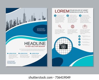 Modern business two-sided flyer, booklet, brochure cover, annual report vector design template. A4 format