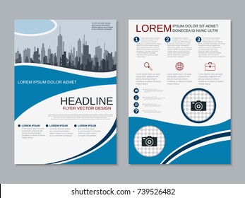 Modern business two-sided flyer, booklet, brochure cover, annual report vector design template. A4 format