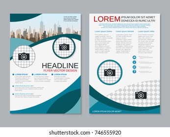 Modern business two-sided flyer, booklet, brochure cover, annual report vector design template. A4 format