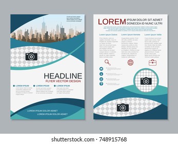 Modern business two-sided flyer, booklet, brochure cover, annual report vector design template. A4 format