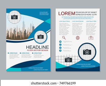 Modern business two-sided flyer, booklet, brochure cover, annual report vector design template. A4 format