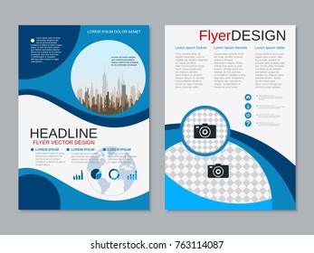 Modern business two-sided flyer, booklet, brochure cover, annual report vector design template