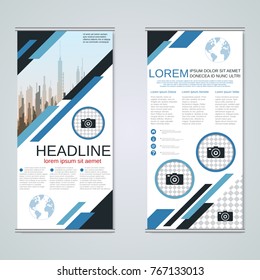 Modern business two-sided flyer, booklet, brochure cover, annual report vector design template