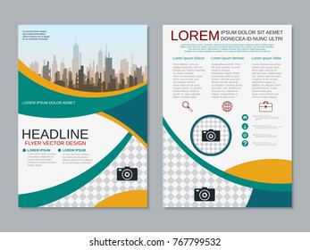 Modern business two-sided flyer, booklet, brochure cover, annual report vector design template