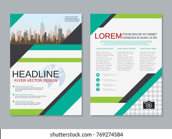 Modern business two-sided flyer, booklet, brochure cover, annual report vector design template